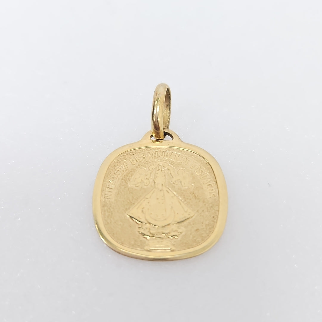 10003REL27300B273 FRD3 MEDALLA SEMICUADRADA DE SAN JUAN DE LOS LAGOS ORO 14K 2GRS (NUEVO)