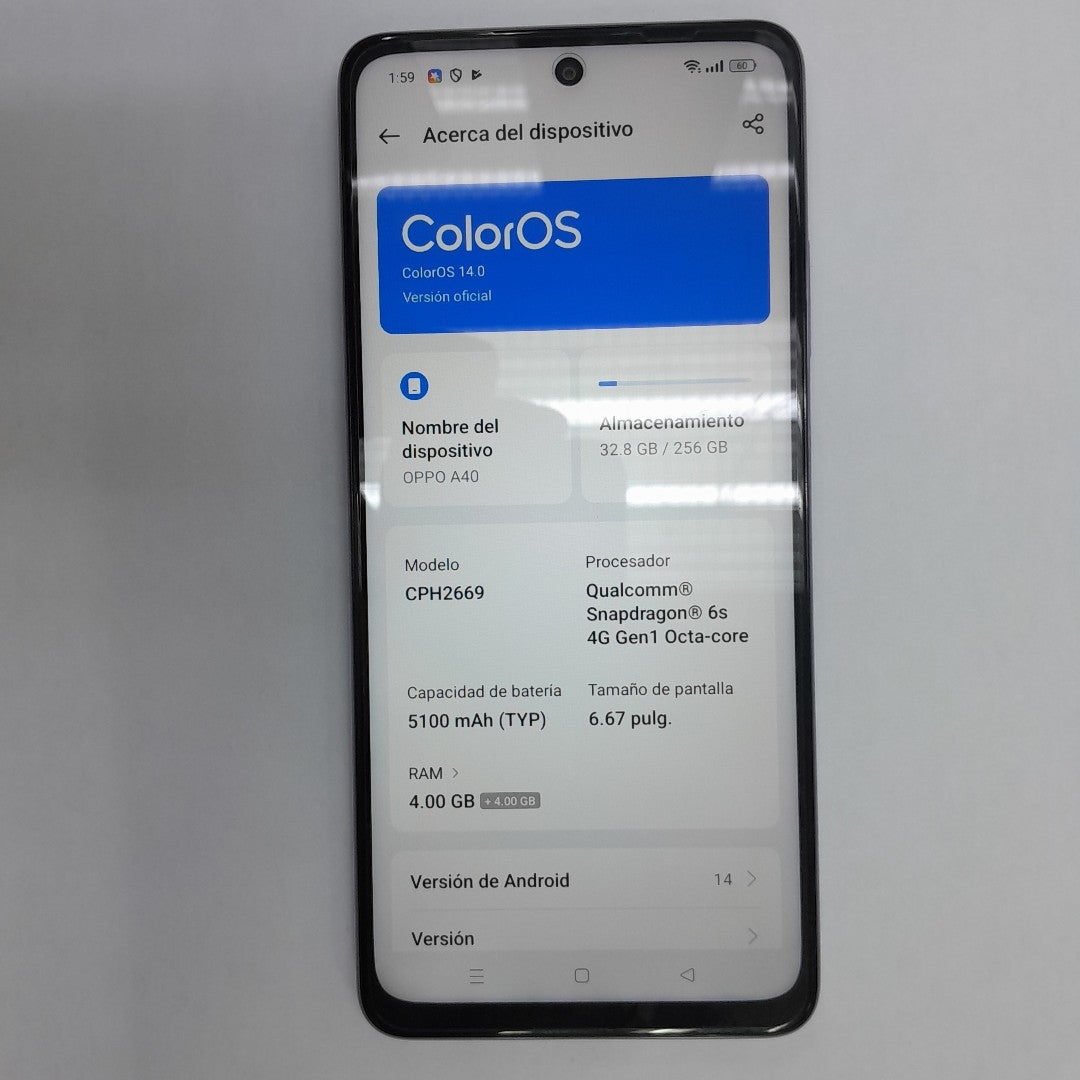 CELULAR OPPO  A40 CPH2669 (2024) 256 GB 4 GB RAM (SEMINUEVO)