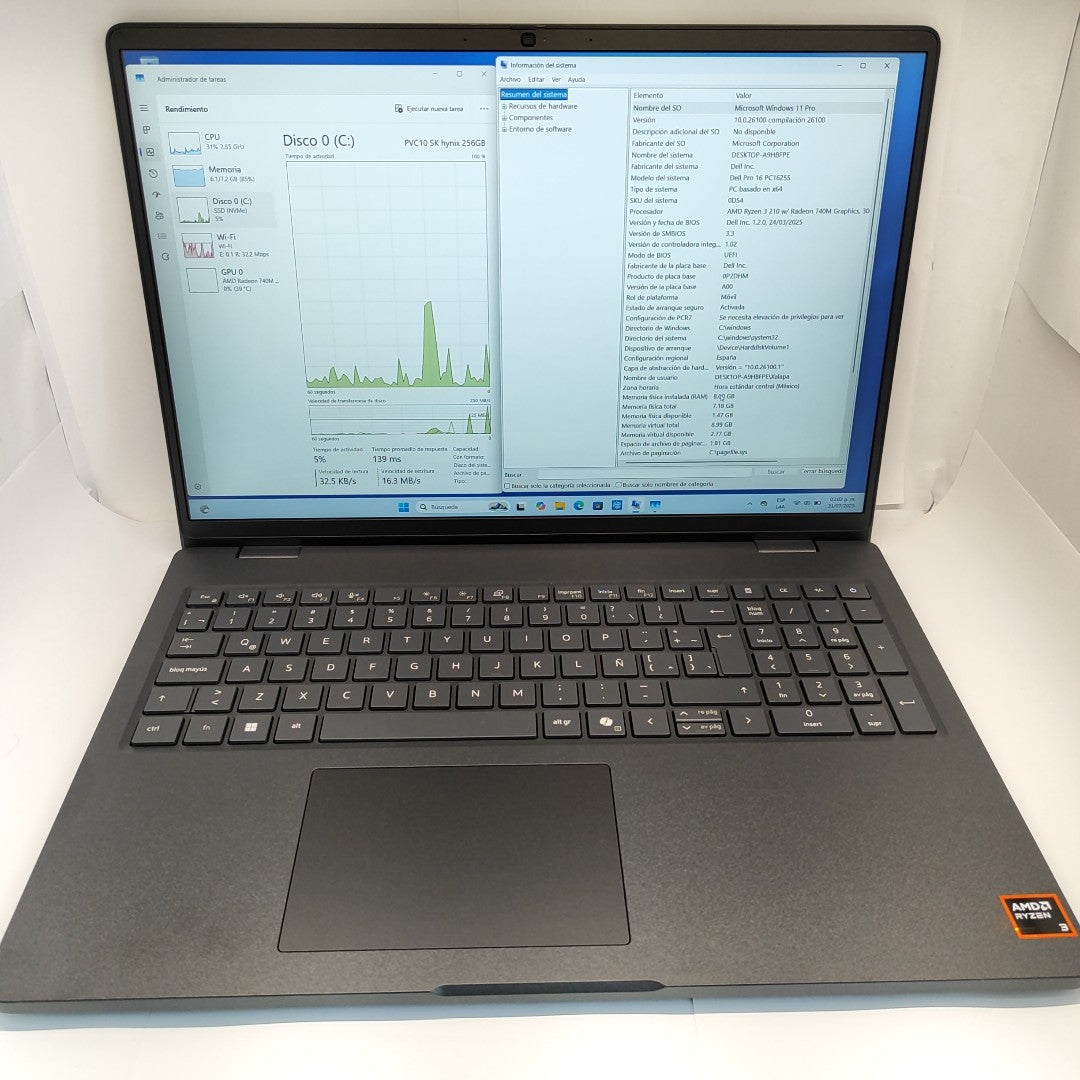 LAPTOP DELL PRO 16 (2025) 256 GB SSD 8 GB RAM (SEMINUEVO)