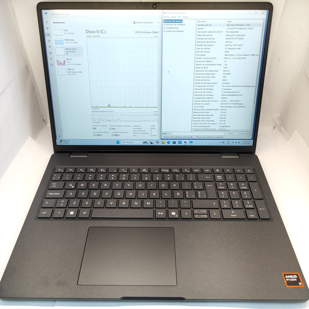 LAPTOP DELL PRO 16 (2025) 256 GB SSD 8 GB RAM (SEMINUEVO)