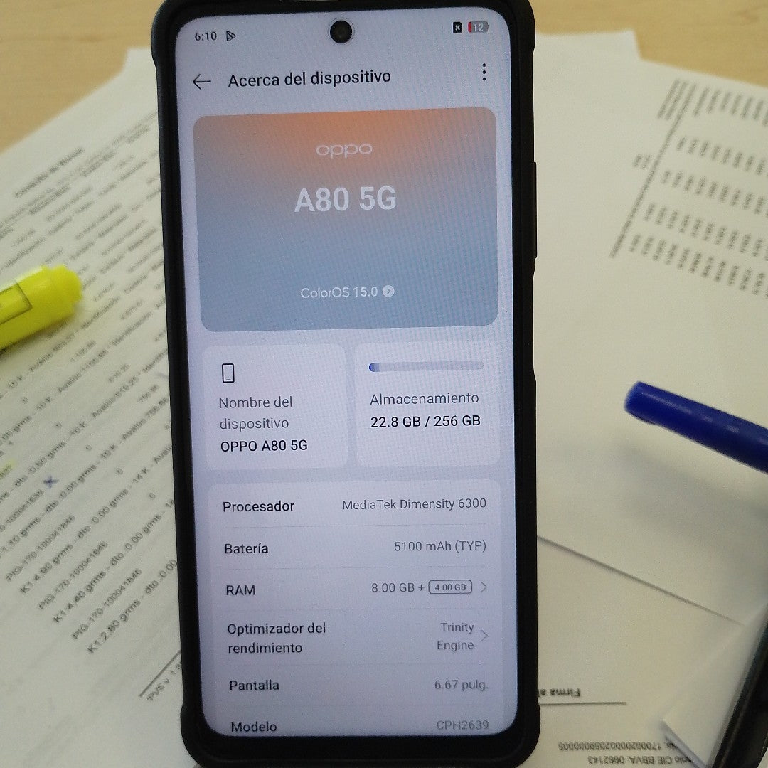 CELULAR OPPO  A80 5G CPH2639 (2024) 256 GB 8 GB RAM (SEMINUEVO)