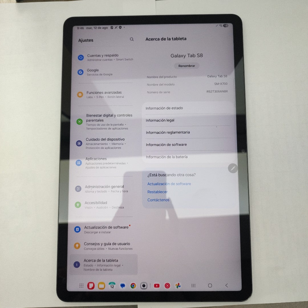 TABLETA SAMSUNG GALAXY TAB S8 SM-X700 128 GB 8 GB RAM (SEMINUEVO)
