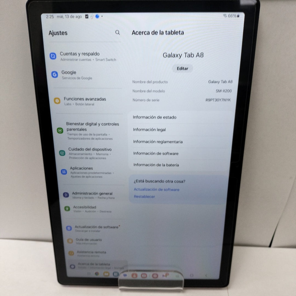 TABLETA SAMSUNG GALAXY TAB A8 SM-X200 32 GB 3 GB RAM (SEMINUEVO)