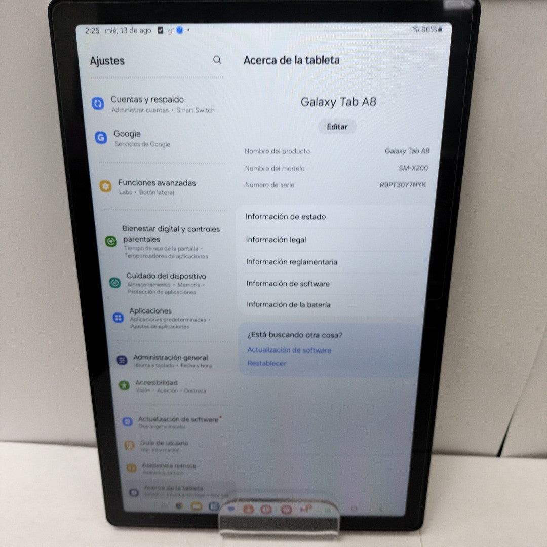 TABLETA SAMSUNG GALAXY TAB A8 SM-X200 32 GB 3 GB RAM (SEMINUEVO)