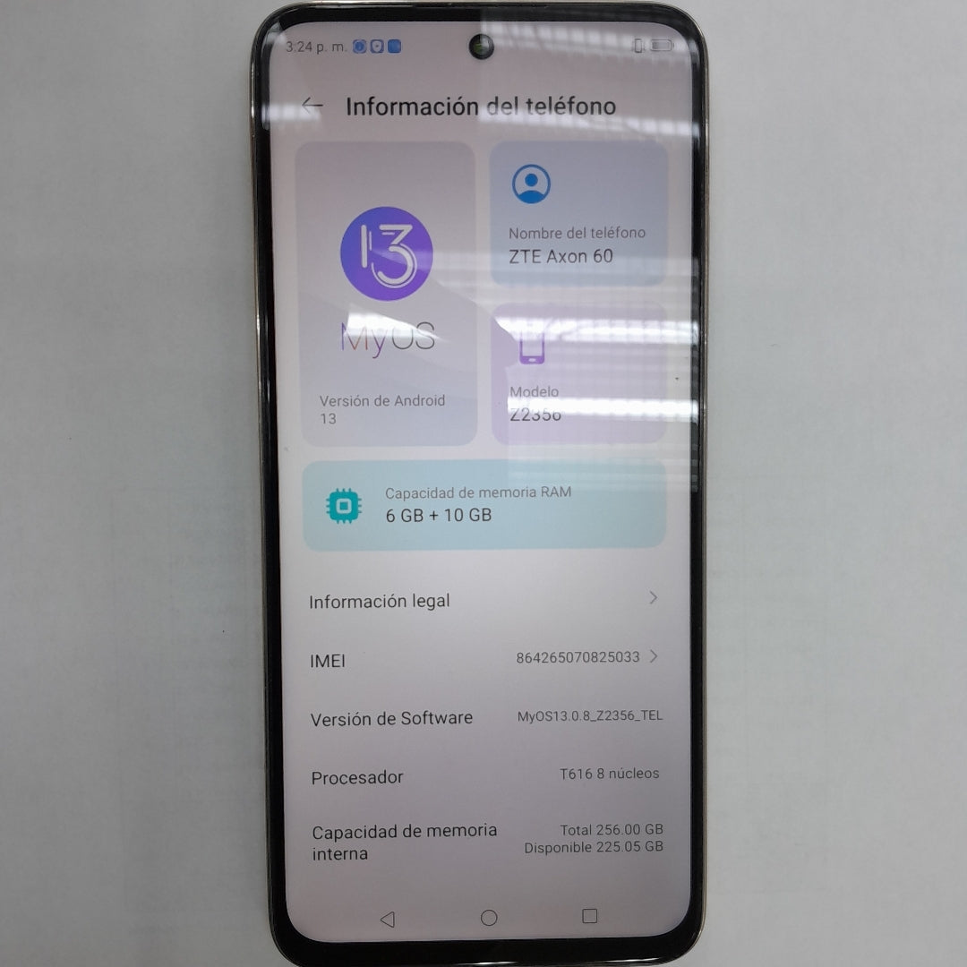 CELULAR ZTE AXON 60 Z2356 (2024) 256 GB 6 GB RAM (SEMINUEVO)
