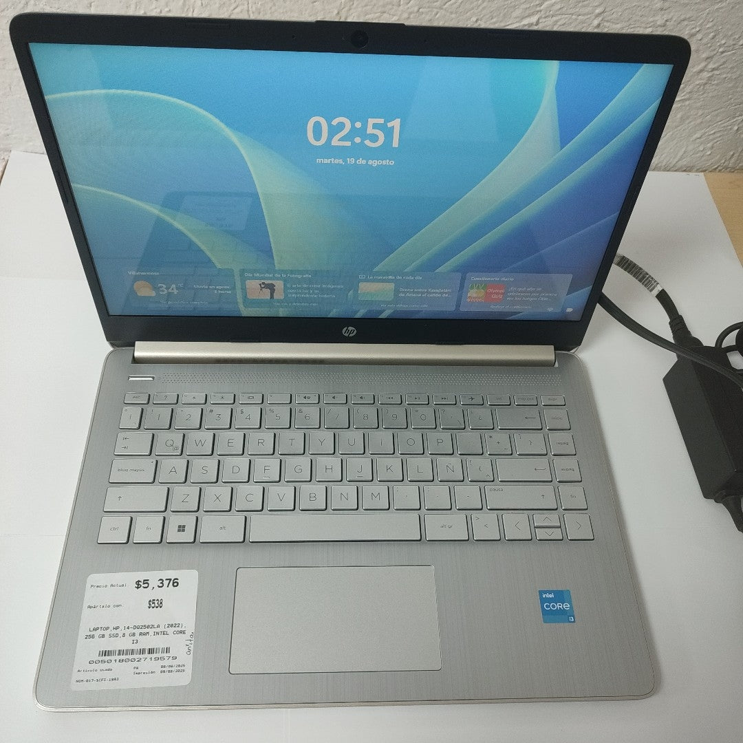 LAPTOP HP 14-DQ2502LA (2022) 256 GB SSD 8 GB RAM (SEMINUEVO)
