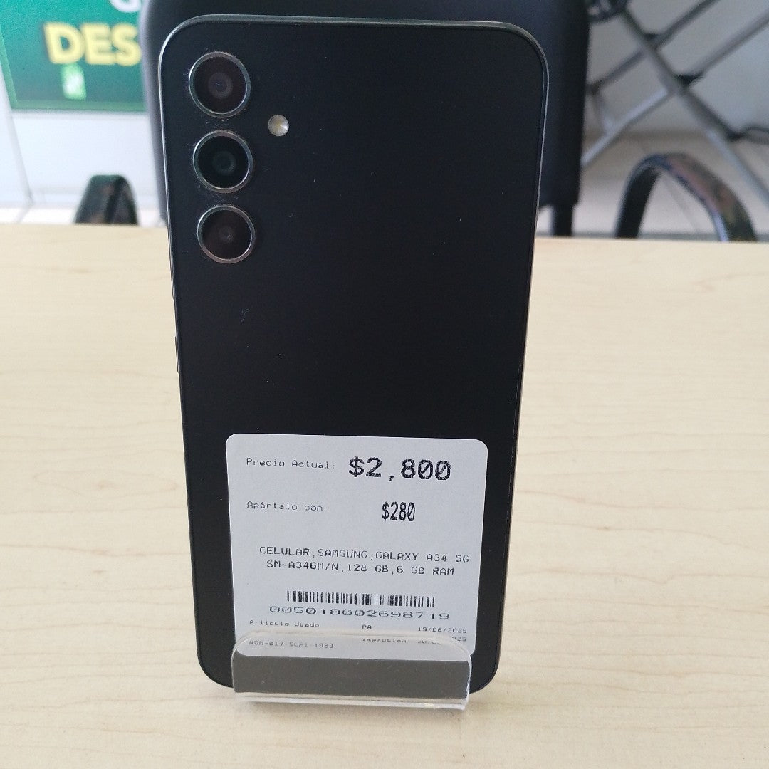 CELULAR SAMSUNG GALAXY A34 5G SM-A346M/N 128 GB 6 GB RAM (SEMINUEVO)
