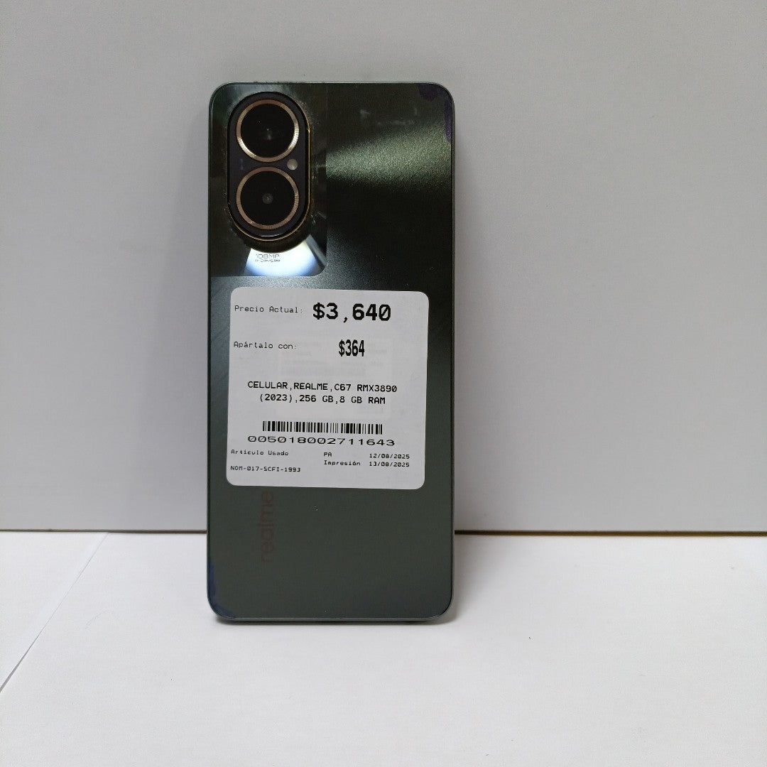 CELULAR REALME C67 RMX3890 (2023) 256 GB 8 GB RAM (SEMINUEVO)