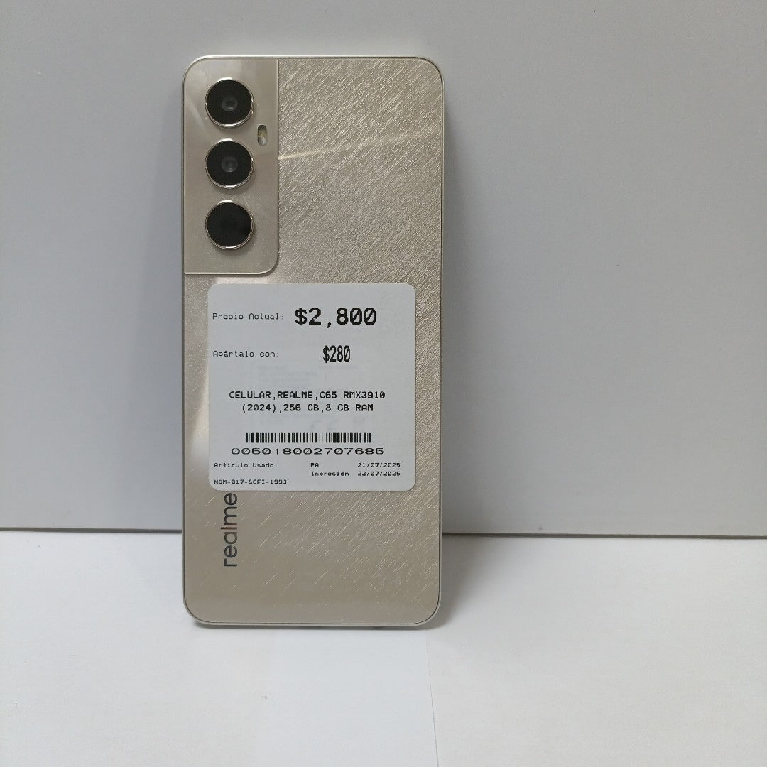 CELULAR REALME C65 RMX3910 (2024) 256 GB 8 GB RAM (SEMINUEVO)