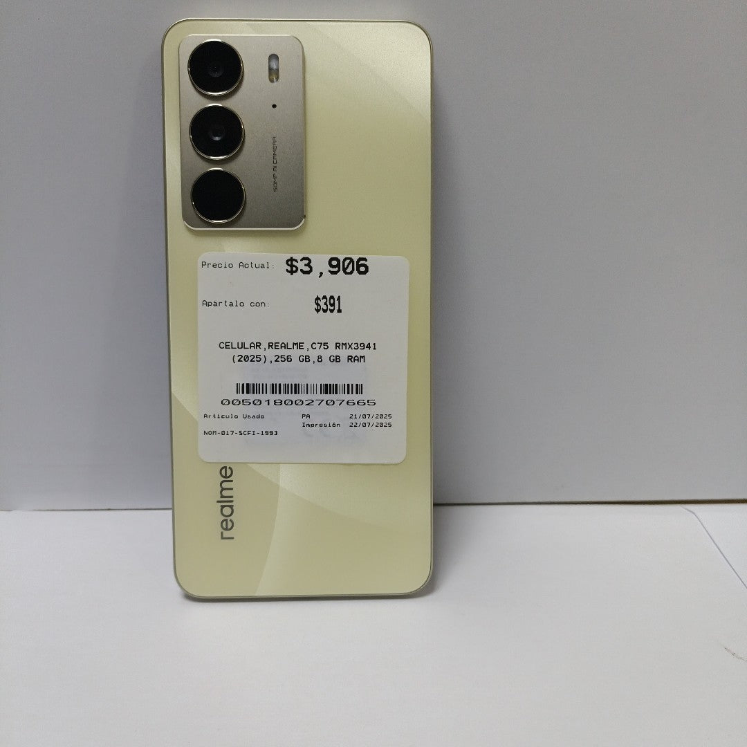CELULAR REALME C75 RMX3941 (2025) 256 GB 8 GB RAM (SEMINUEVO)