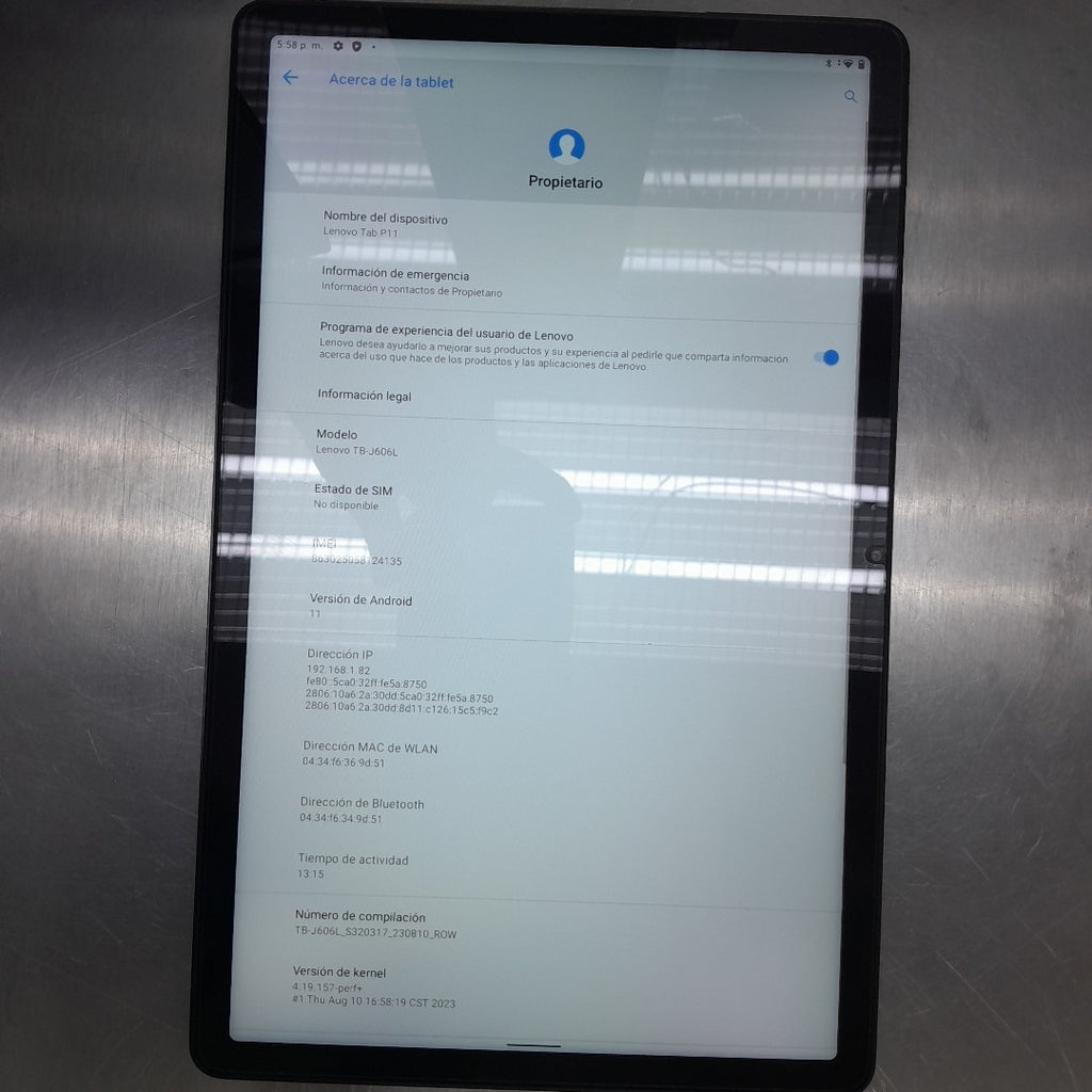 TABLETA LENOVO TAB P11 TB-J606L (2022) 128 GB 4 GB RAM (SEMINUEVO)