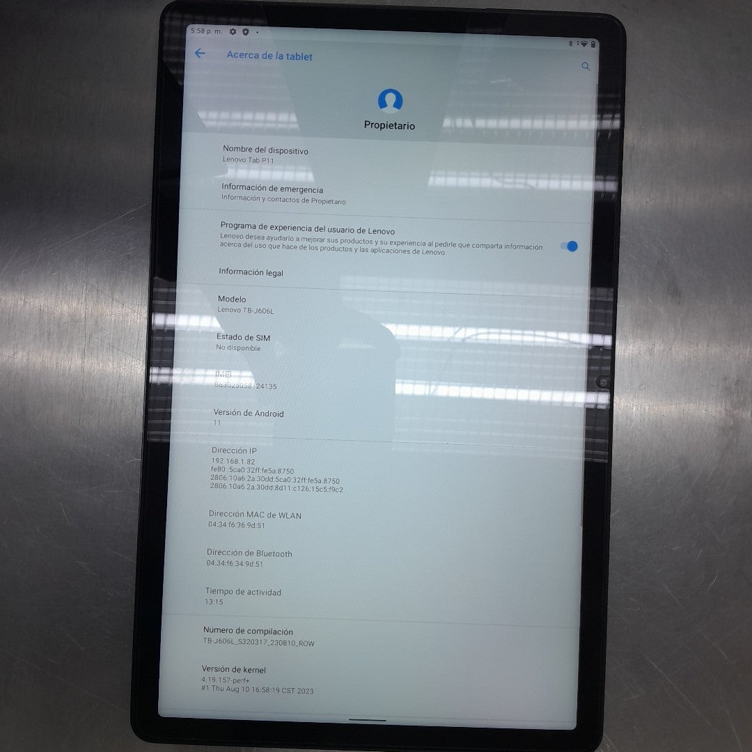 TABLETA LENOVO TAB P11 TB-J606L (2022) 128 GB 4 GB RAM (SEMINUEVO)