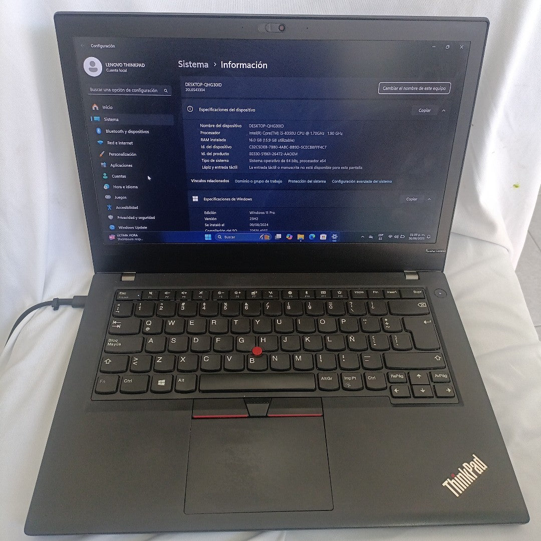 LAPTOP LENOVO THINKPAD 14S GEN 4 (2024) 256 GB SSD 16 GB RAM (SEMINUEVO)