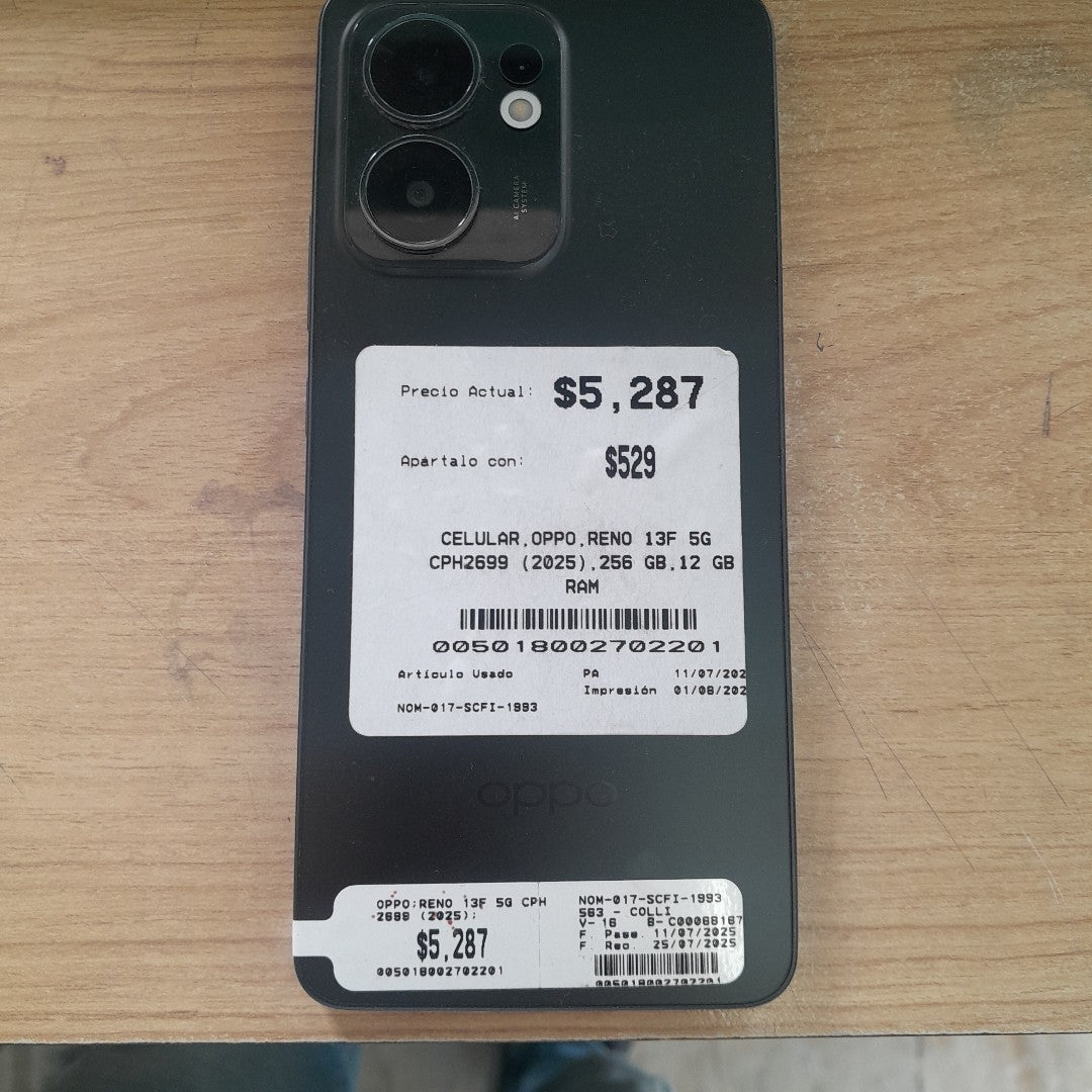 CELULAR OPPO  RENO 13F 5G CPH2699 (2025) 256 GB 12 GB RAM (SEMINUEVO)