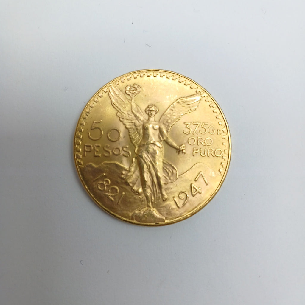 K1 41.6 GRMS - DESC. 0 GRAMOS - 21 K - AVALÚO 74131.2 * * IDENTIFICACIÓN MONEDA NOMINATIVA. * MONEDAS PESOS 50 PESO (SEMINUEVO)