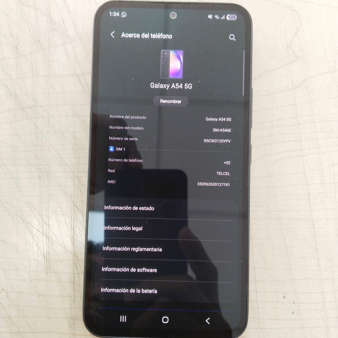 CELULAR SAMSUNG GALAXY A54 5G SM-A546E 256 GB 8 GB RAM (SEMINUEVO)