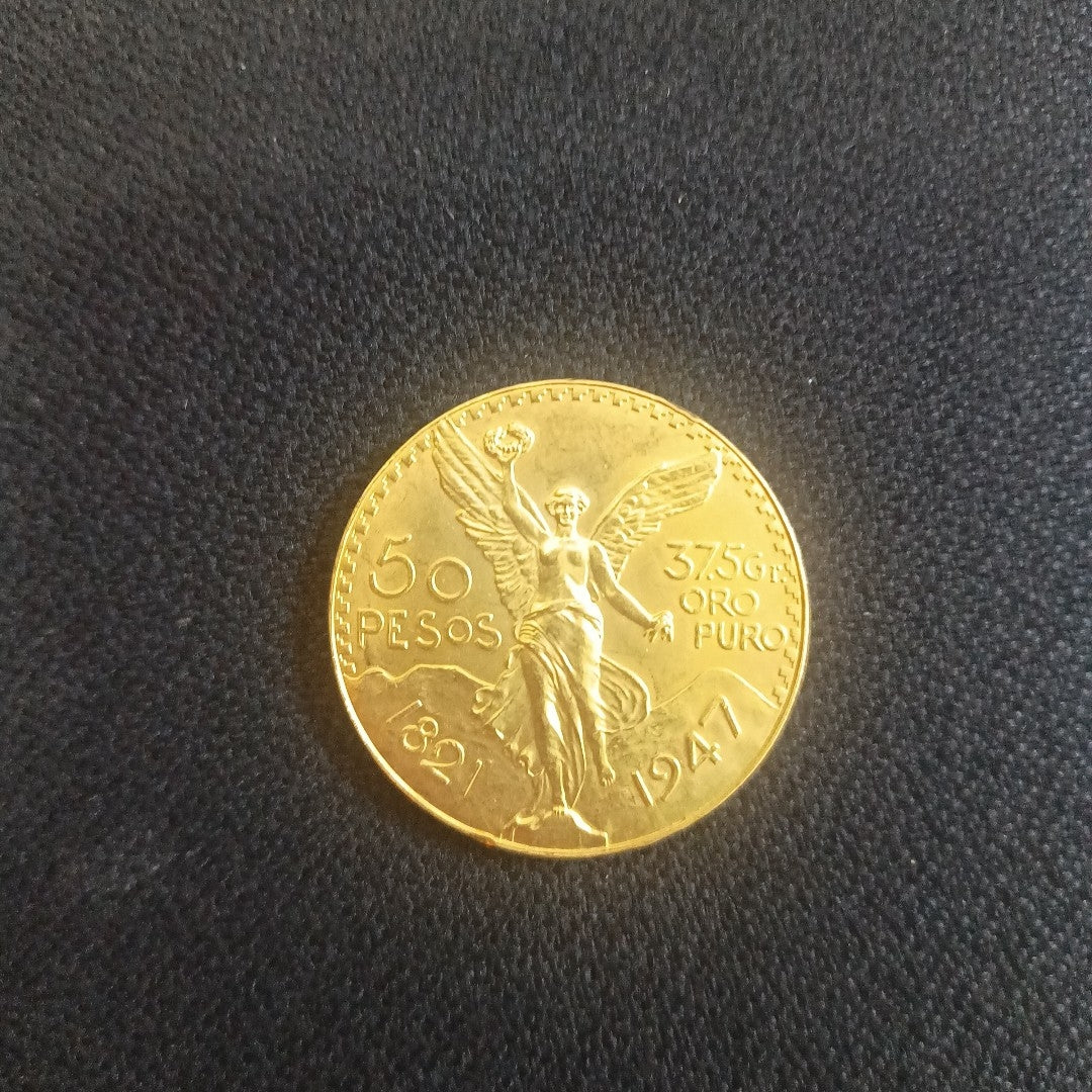 K1 41.66 GRMS - DESC. 0 GRAMOS - 21 K - AVALÚO 77800.05 * * IDENTIFICACIÓN MONEDA NOMINATIVA. * MONEDAS PESOS 50 PE (SEMINUEVO)