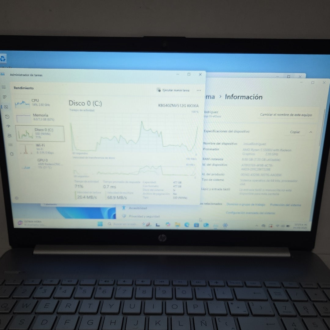 LAPTOP HP 15-EF2519LA (2022) 512 GB SSD 8 GB RAM (SEMINUEVO)