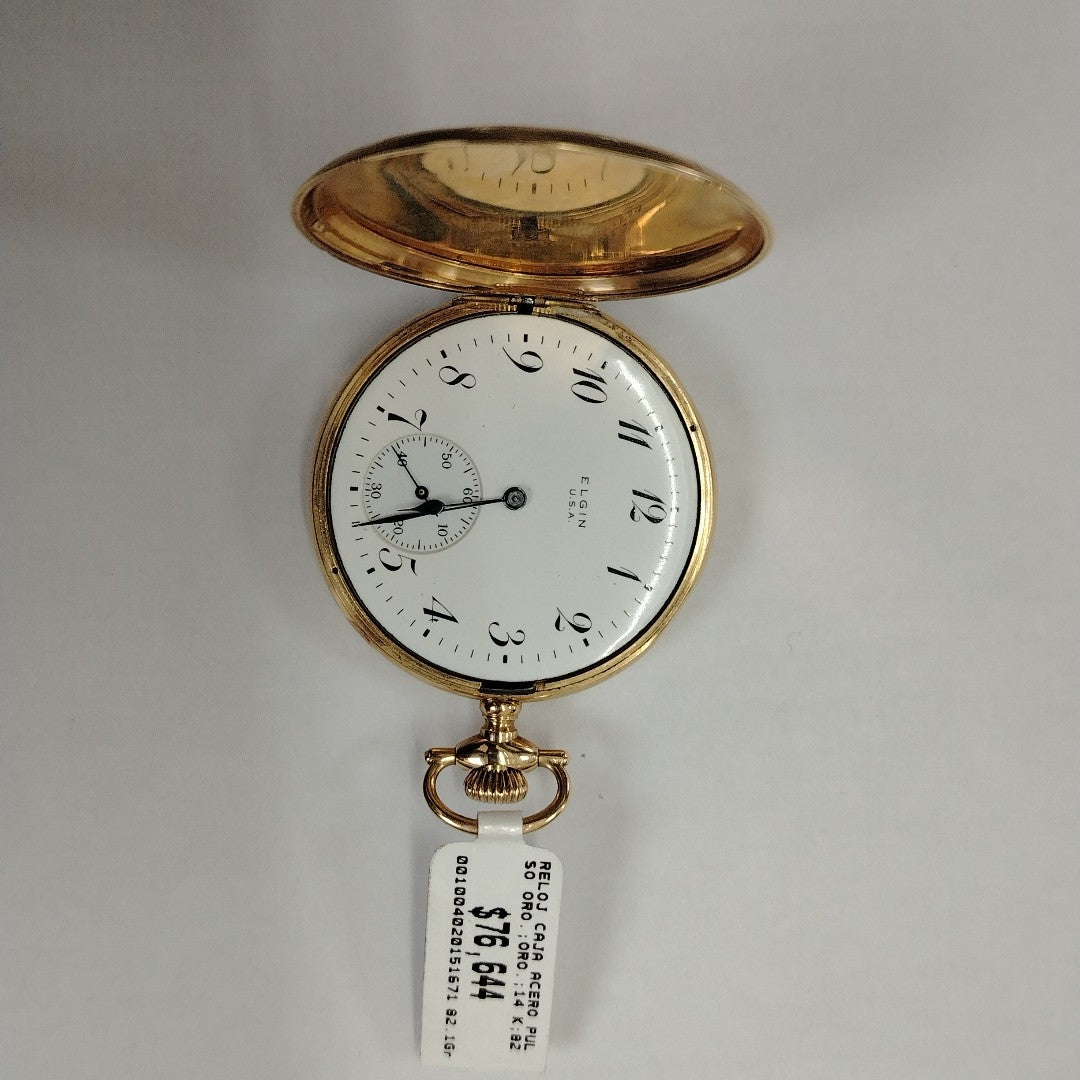 RELOJ CAJA ACERO PULSO ORO. ORO. 14 K 82.1 GRMS (SEMINUEVO)