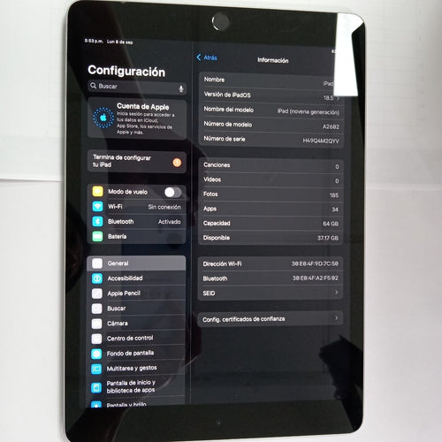 TABLETA APPLE IPAD 9 A2602 64 GB 3 GB RAM (SEMINUEVO)