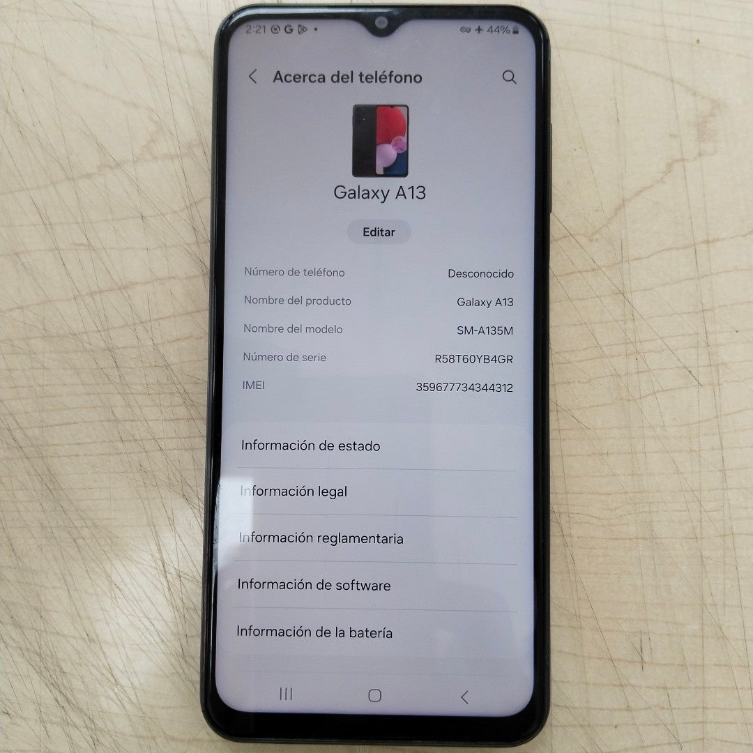 CELULAR SAMSUNG GALAXY A13 SM-A135M 128 GB 4 GB RAM (SEMINUEVO)