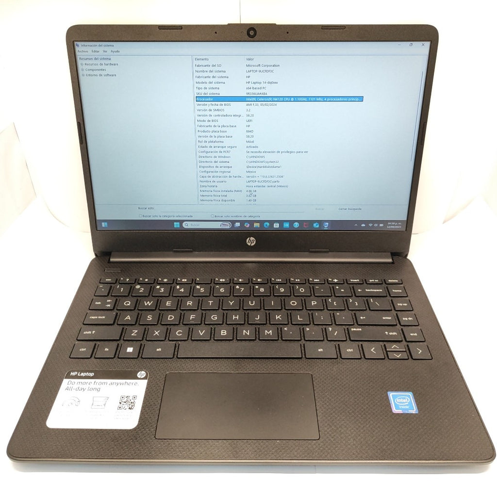 LAPTOP HP 14-DQ0761DX (2025) 128 GB EMMC 4 GB RAM (SEMINUEVO)