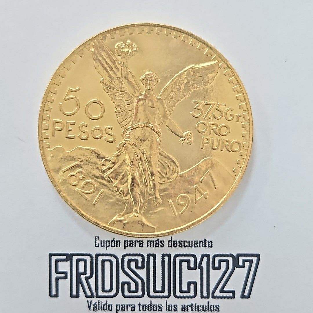 K1 41.6 GRMS - DESC. 0 GRAMOS - 21 K - AVALÚO 71884.8 * * IDENTIFICACIÓN MONEDA NOMINATIVA. * MONEDAS PESOS 50 PESO (SEMINUEVO)