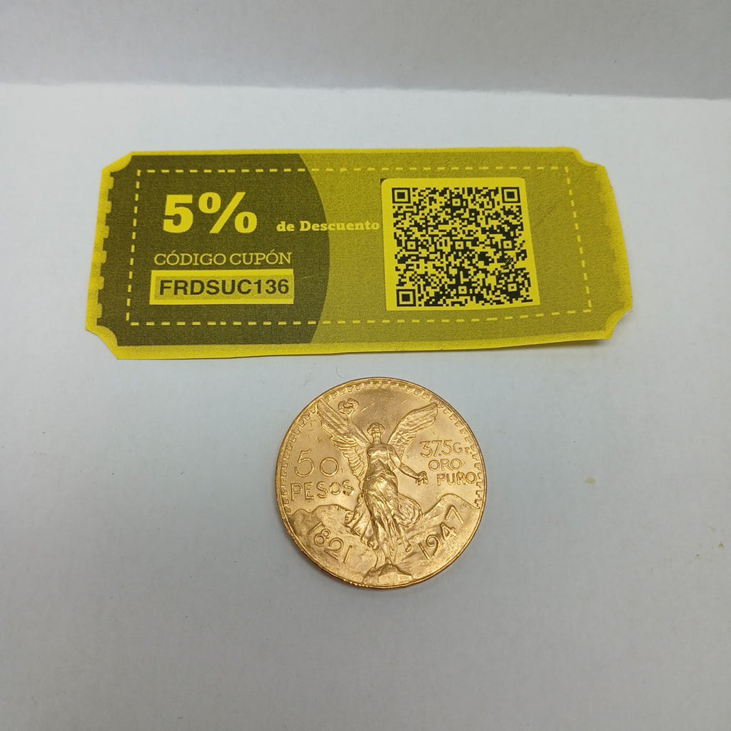 K1 41,60 GRMS - DTO. 0,00 GRMS - 21 K - AVALÚO 79534,21 * IDENTIFICACIÓN MONEDA NOMINATIVA * MONEDAS PESOS 50 PESOS (SEMINUEVO)