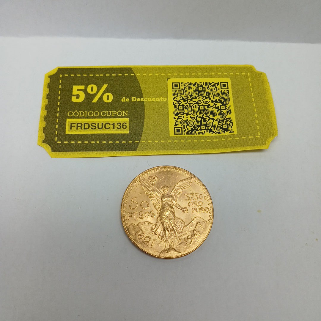 K1 41,60 GRMS - DTO. 0,00 GRMS - 21 K - AVALÚO 79534,21 * IDENTIFICACIÓN MONEDA NOMINATIVA * MONEDAS PESOS 50 PESOS (SEMINUEVO)