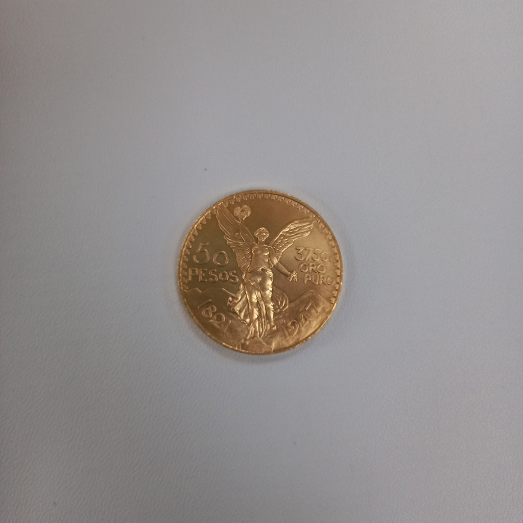 K1 41.6 GRMS - DESC. 0 GRAMOS - 21 K - AVALÚO 75254.4 * * IDENTIFICACIÓN MONEDA NOMINATIVA. * MONEDAS PESOS 50 PESO (SEMINUEVO)