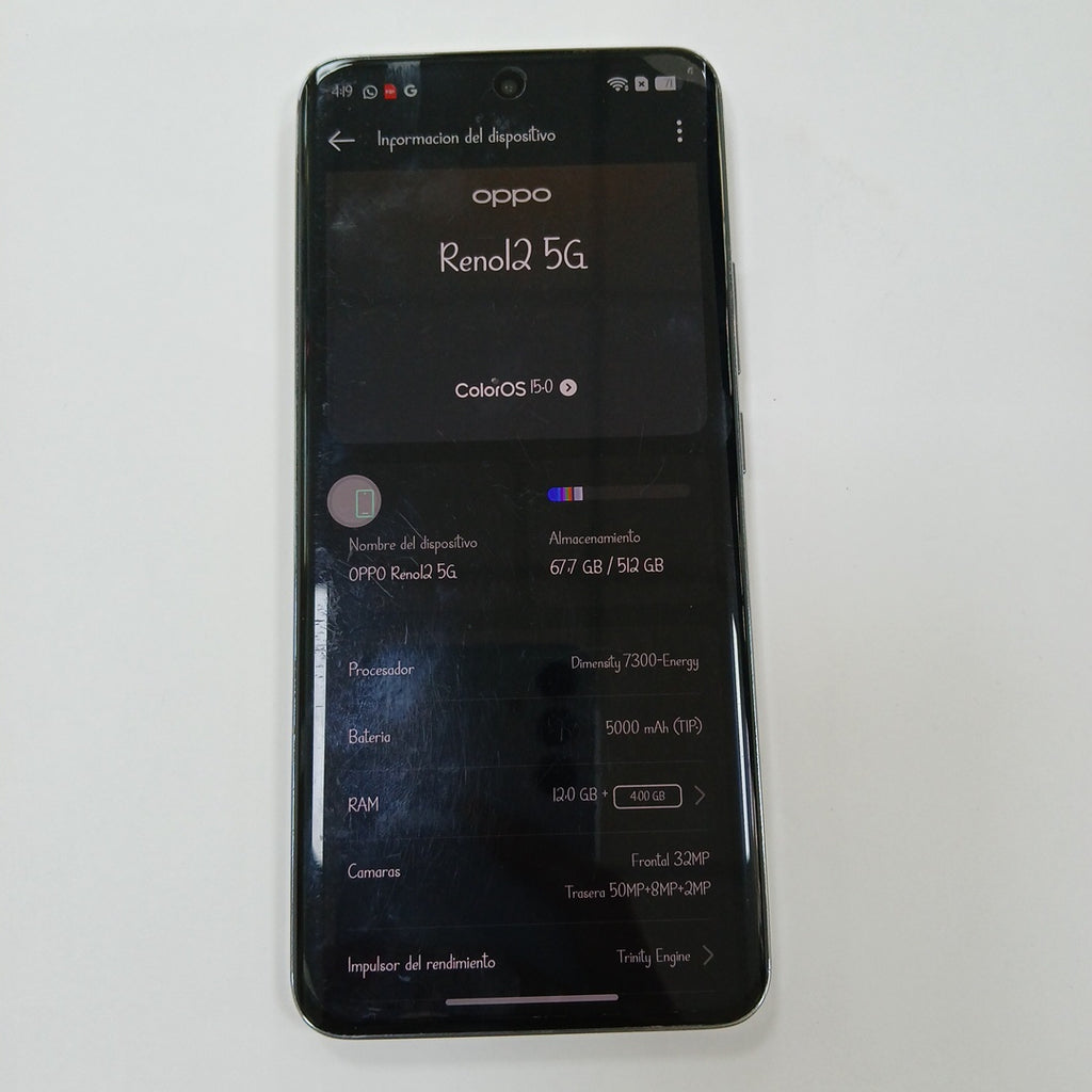 CELULAR OPPO   RENO12 5G CPH2625 (2024) 512 GB 12 GB RAM (SEMINUEVO)