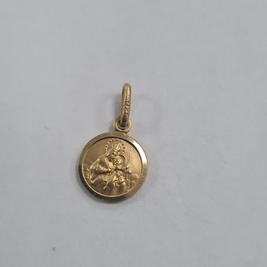 10326REL18100B181 FRD3 MEDALLA PEQUEÑA CIRCULAR DOBLE IMAGEN O/A ORO 14K 1.7GRS (NUEVO)