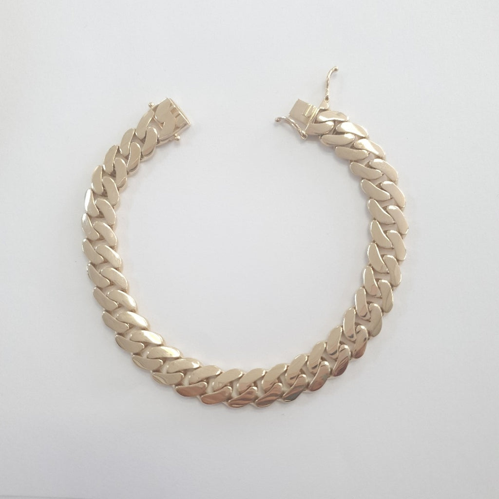 PULSERAS CABALLERO BARBADA AMARILLA ORO 14K 20.3 (NUEVO)
