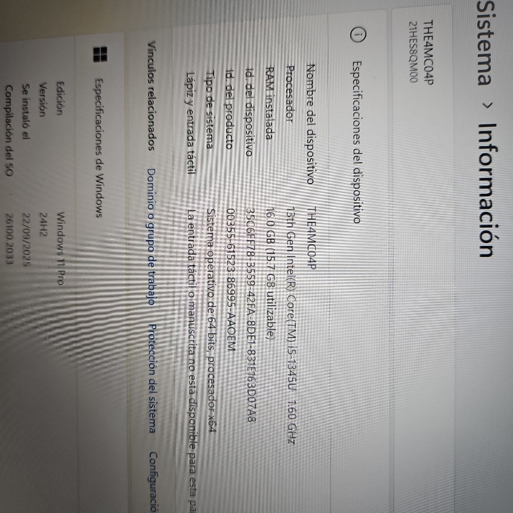 LAPTOP LENOVO THINKPAD T14 GEN 4 (2024) 512 GB SSD 16 GB RAM (SEMINUEVO)
