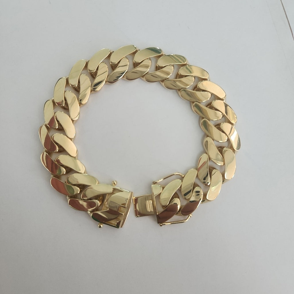 PULSERAS CABALLERO BARBADA AMARILLA ORO 14K 32.5 (NUEVO)