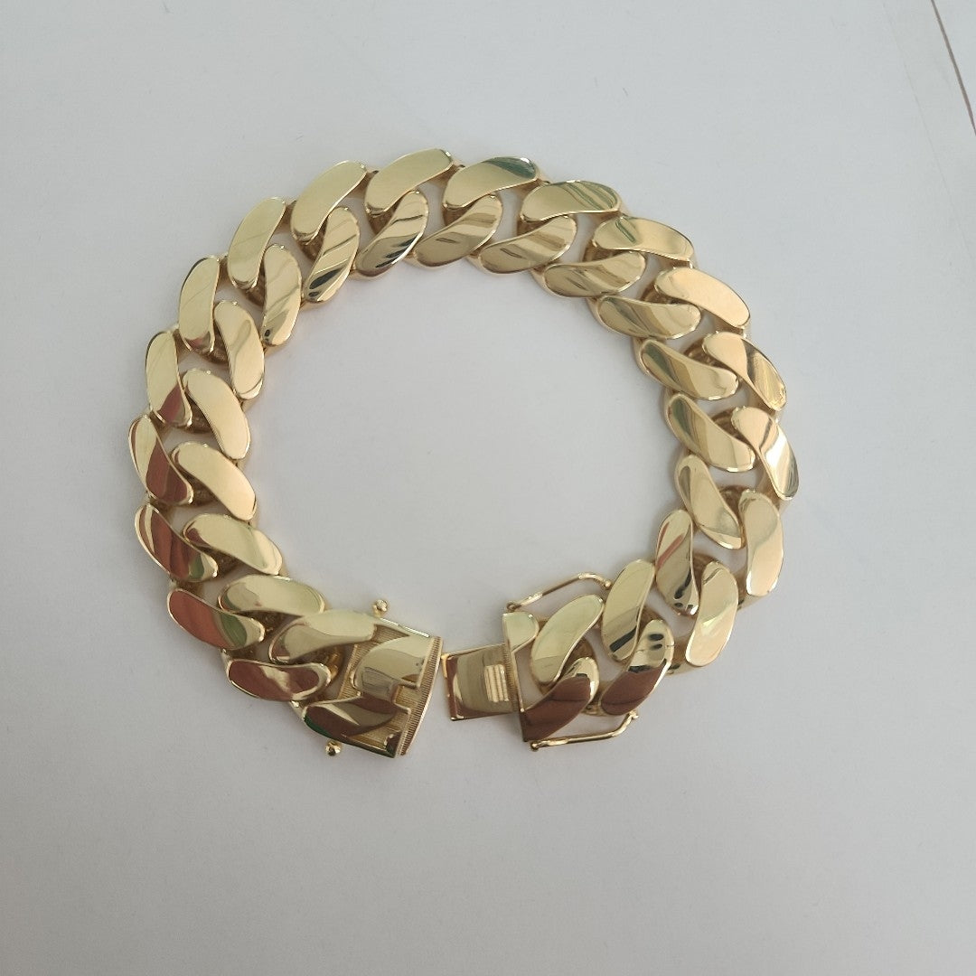 PULSERAS CABALLERO BARBADA AMARILLA ORO 14K 32.5 (NUEVO)