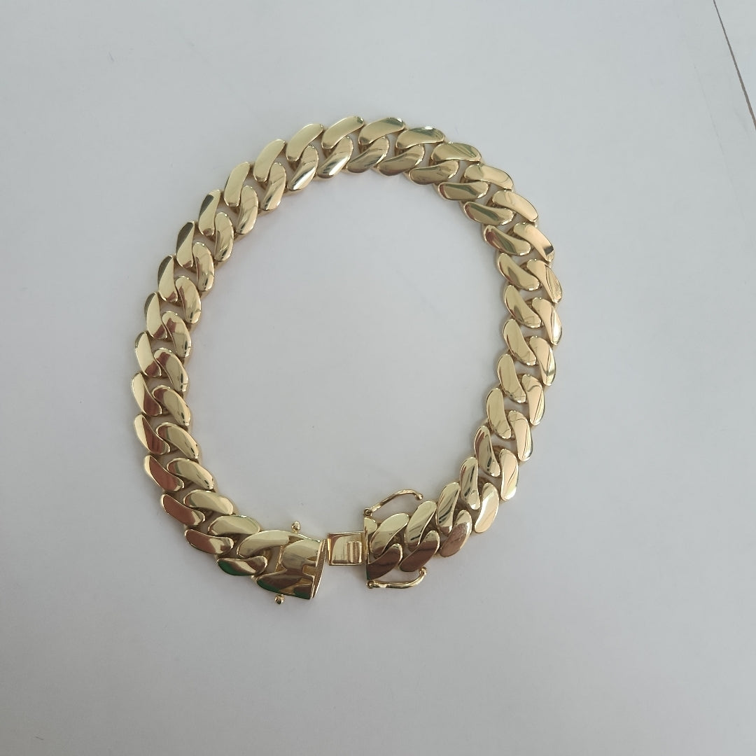 PULSERAS CABALLERO BARBADA AMARILLA ORO 14K 19.8 (NUEVO)