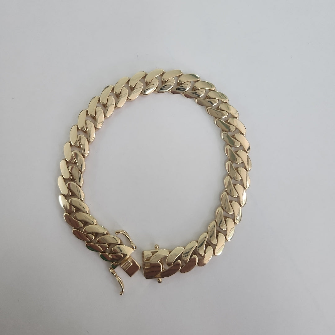 PULSERAS CABALLERO BARBADA AMARILLA ORO 14K 19.8 (NUEVO)