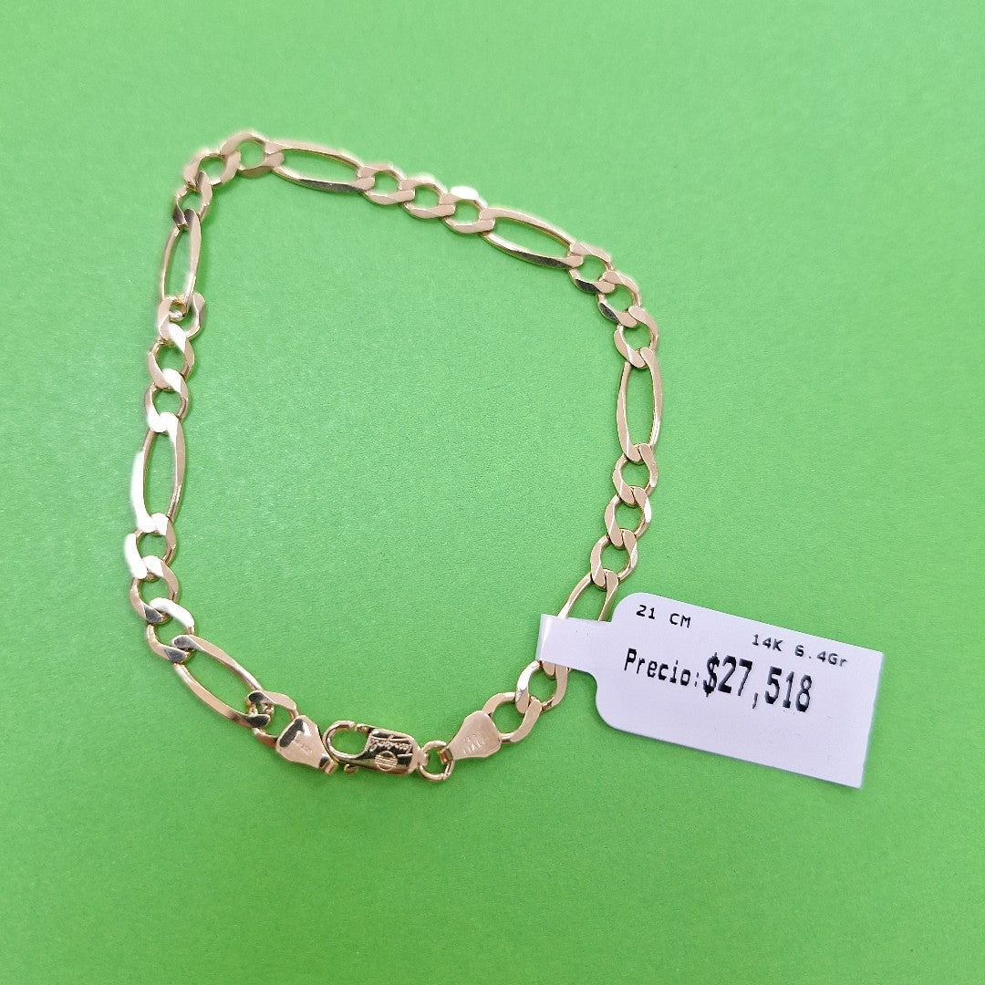 PULSERAS CABALLERO CARTIER 3*1 AMARILLA ORO 14K 6.4 (NUEVO)