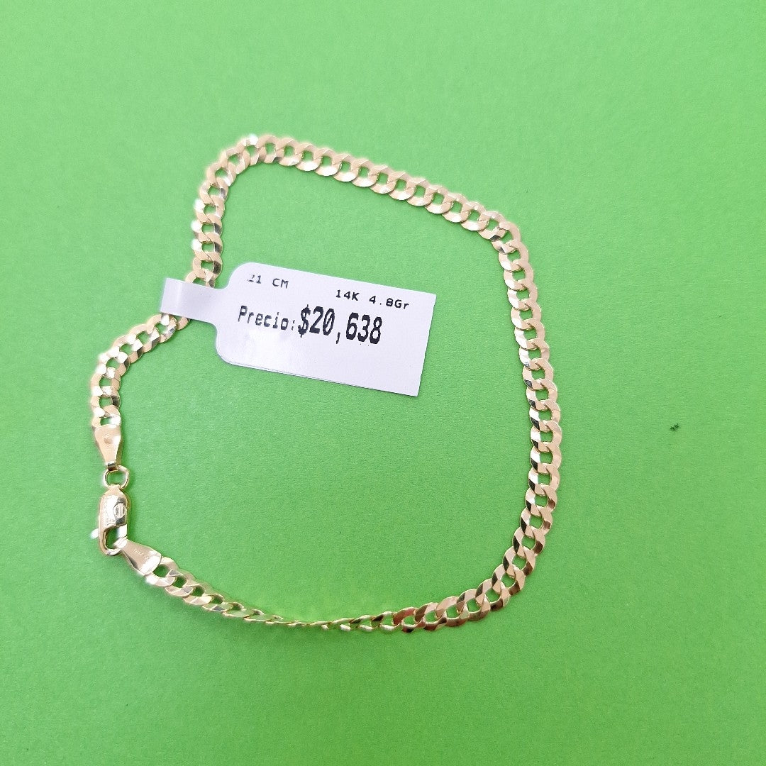 PULSERAS CABALLERO BARBADA AMARILLA ORO 14K 4.8 (NUEVO)