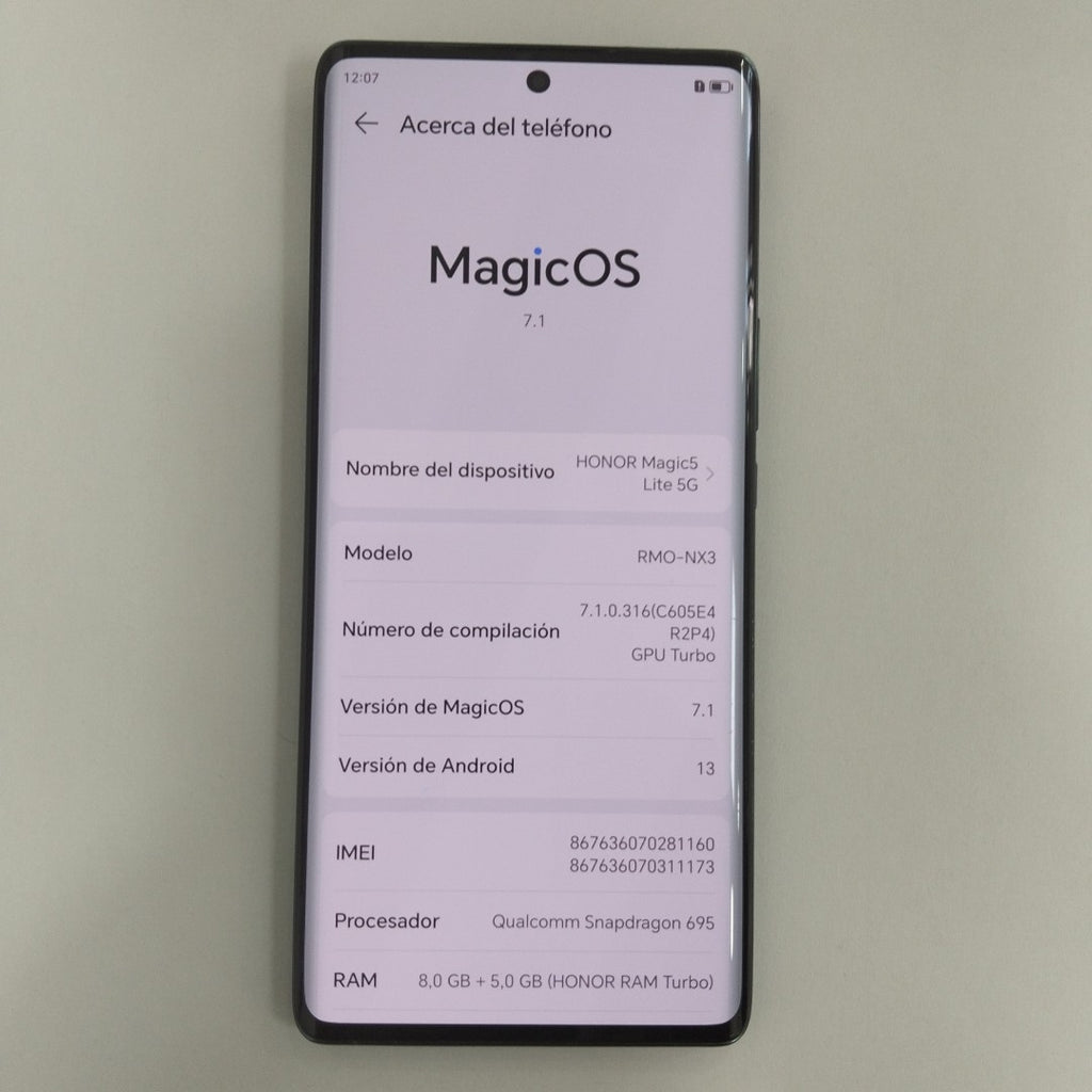 CELULAR HONOR MAGIC 5 LITE RMO-NX3 256 GB 8 GB RAM (SEMINUEVO)
