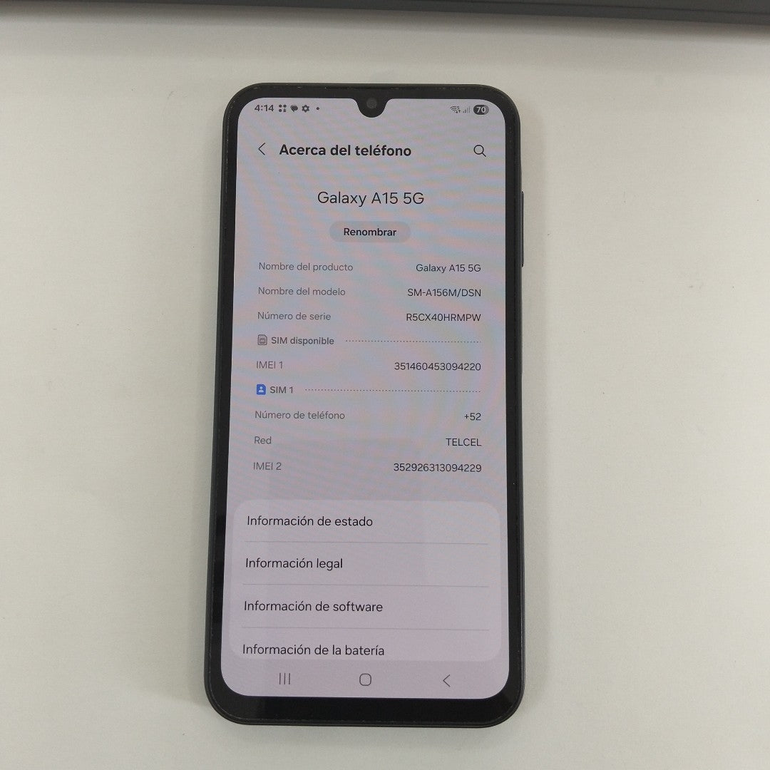CELULAR SAMSUNG GALAXY A15 5G SM-A156M (2023) 128 GB 6 GB RAM (SEMINUEVO)