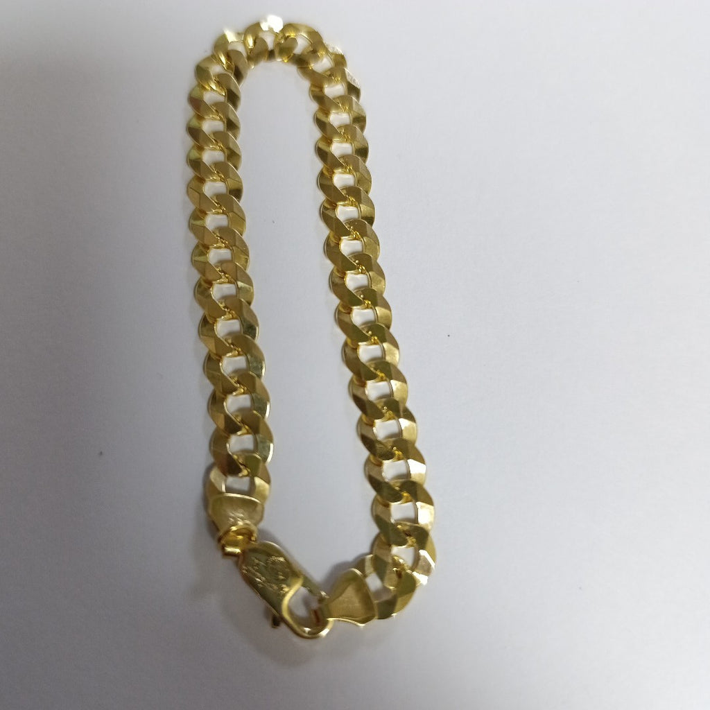 PULSERAS CABALLERO BARBADA AMARILLA ORO 14K 16 (NUEVO)