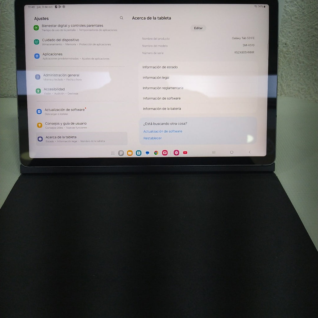 TABLETA SAMSUNG GALAXY TAB S9 FE SM-X510 (2023) 256 GB 8 GB RAM (SEMINUEVO)