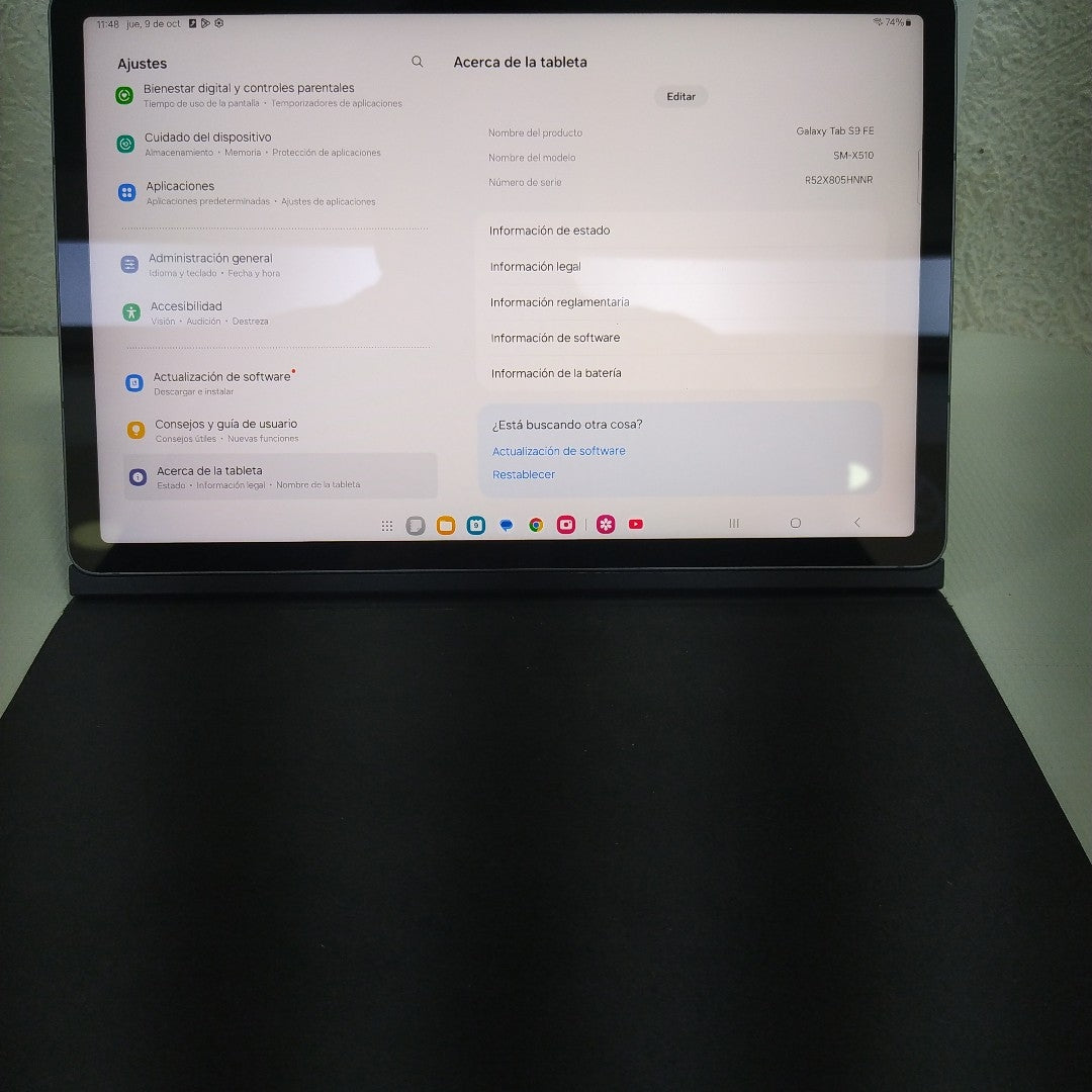 TABLETA SAMSUNG GALAXY TAB S9 FE SM-X510 (2023) 256 GB 8 GB RAM (SEMINUEVO)