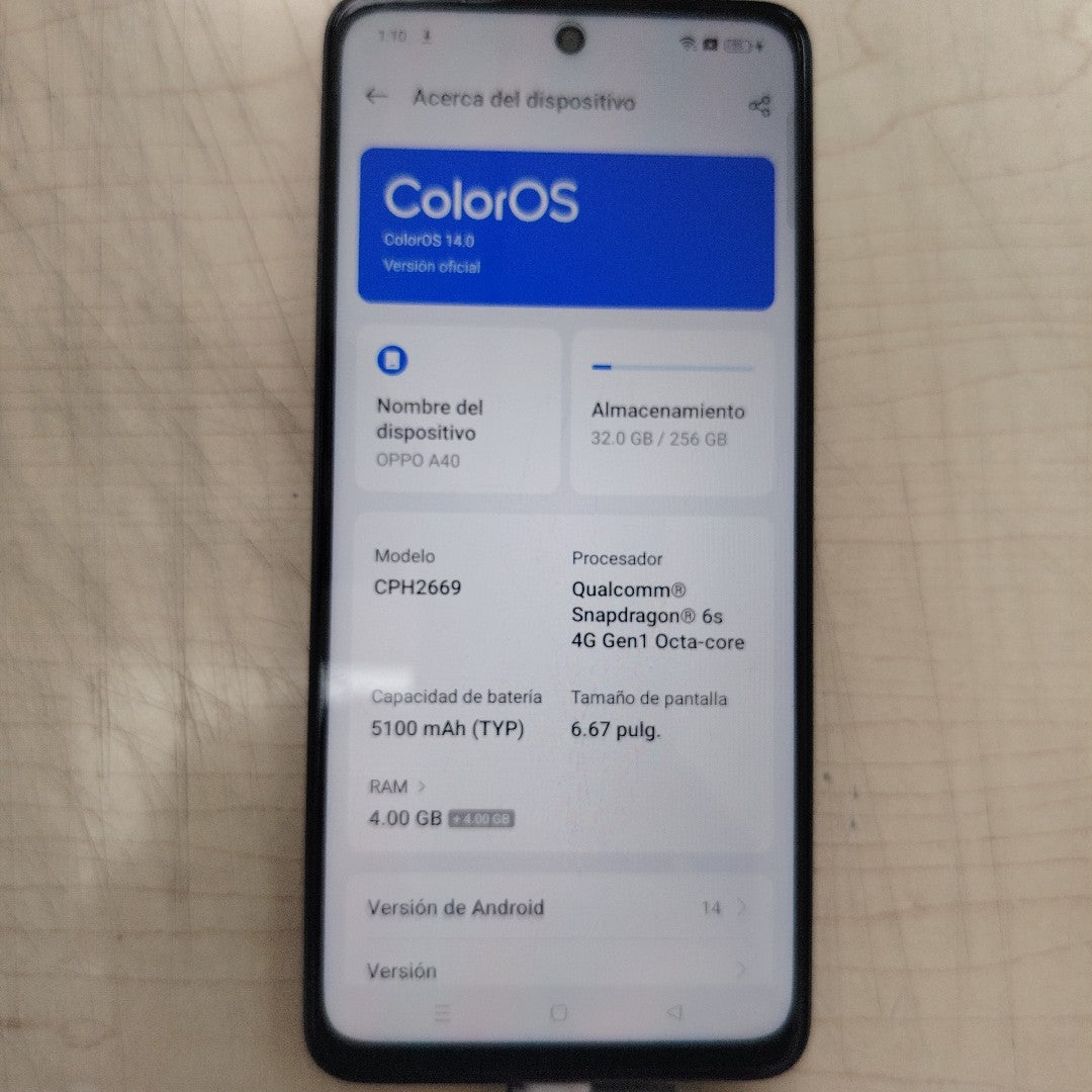 CELULAR OPPO  A40 CPH2669 (2024) 256 GB 4 GB RAM (SEMINUEVO)