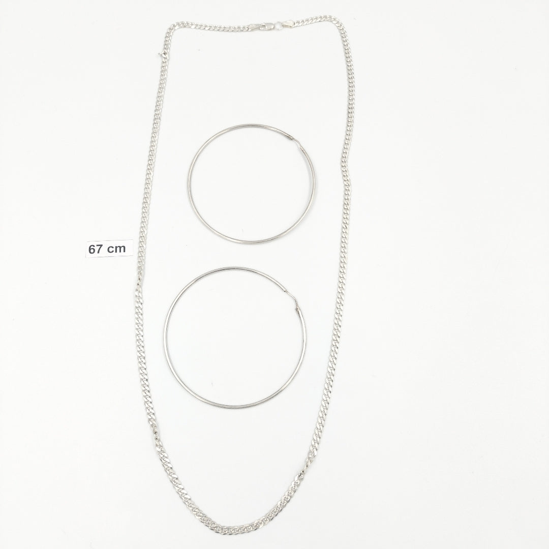ARRACADAS PAR,CADENA PLATA 23,20 GRMS (SEMINUEVO)