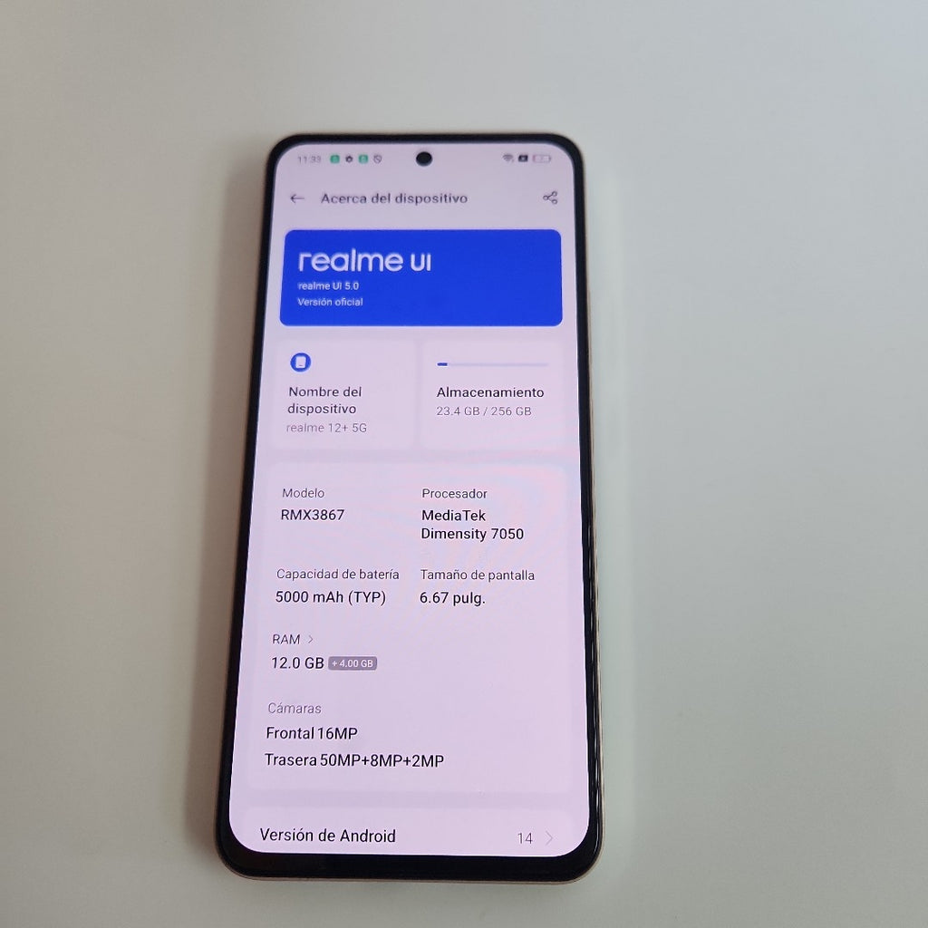 CELULAR REALME 12+ 5G RMX3867 (2024) 256 GB 12 GB RAM (SEMINUEVO)