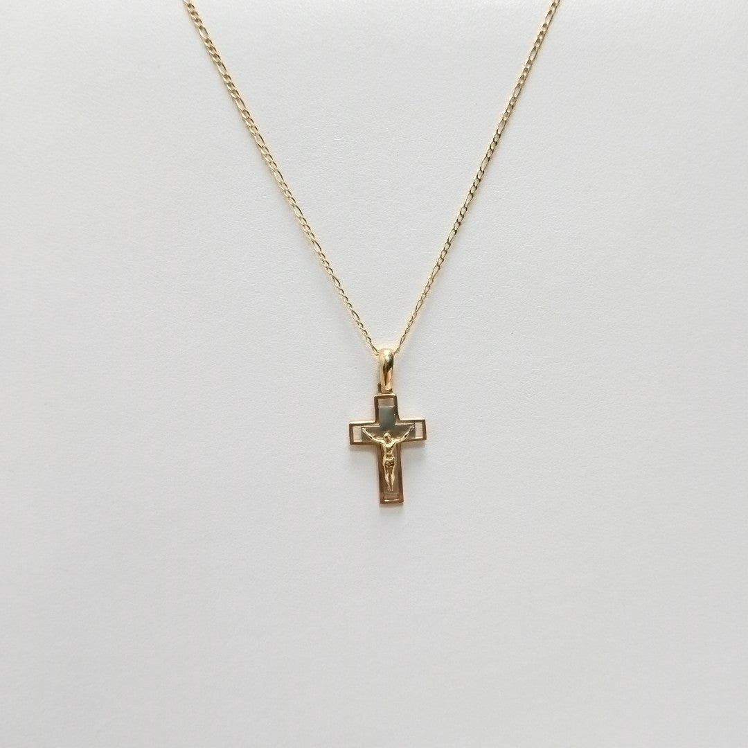 CADENA,CRUCIFIJO ORO COMBINADO 14 K 3,60 GRMS (SEMINUEVO)