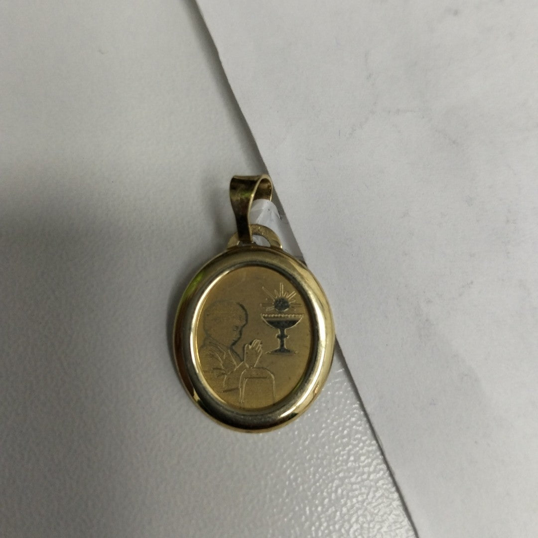 10023REL00000B846 FRD12 MEDALLA PRIMERA COMUNION NIÑO ORO 14K 0.9GRS (NUEVO)